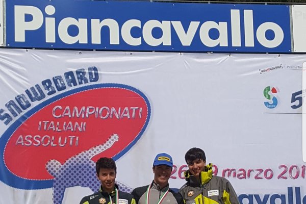 Italienmeisterschaft Snowboard Riesenslalom - Cristian Pradel (2), Fabian Lantschner (1), Filippo Lino Da Col (3)